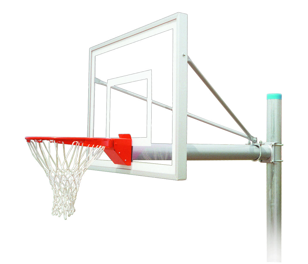 FIRST TEAM In Ground Basketball Hoop with clear backboard and red rim for outdoor play