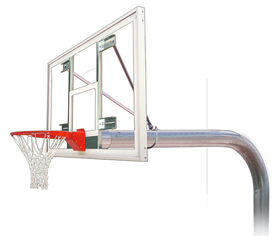 FIRST TEAM In Ground Basketball Hoop with clear backboard and red rim on metal pole