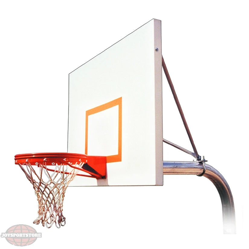 FIRST TEAM In Ground Basketball Hoop with white backboard and orange rim on metal pole