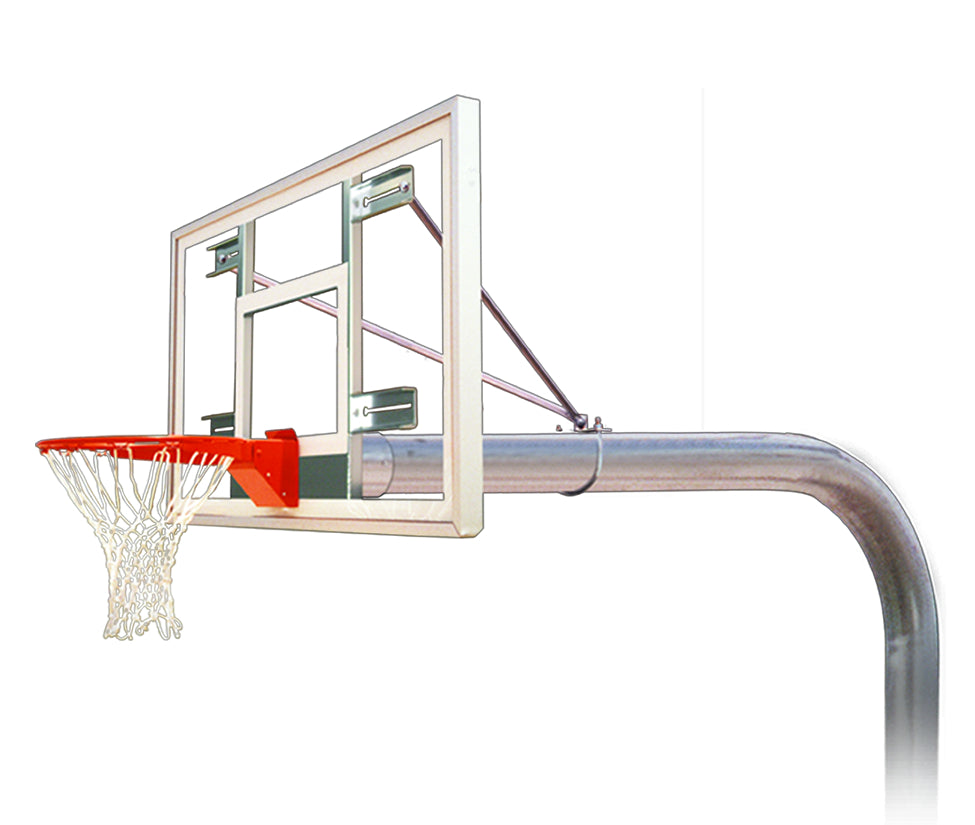 FIRST TEAM In Ground Basketball Hoop with clear backboard and metal pole for outdoor play