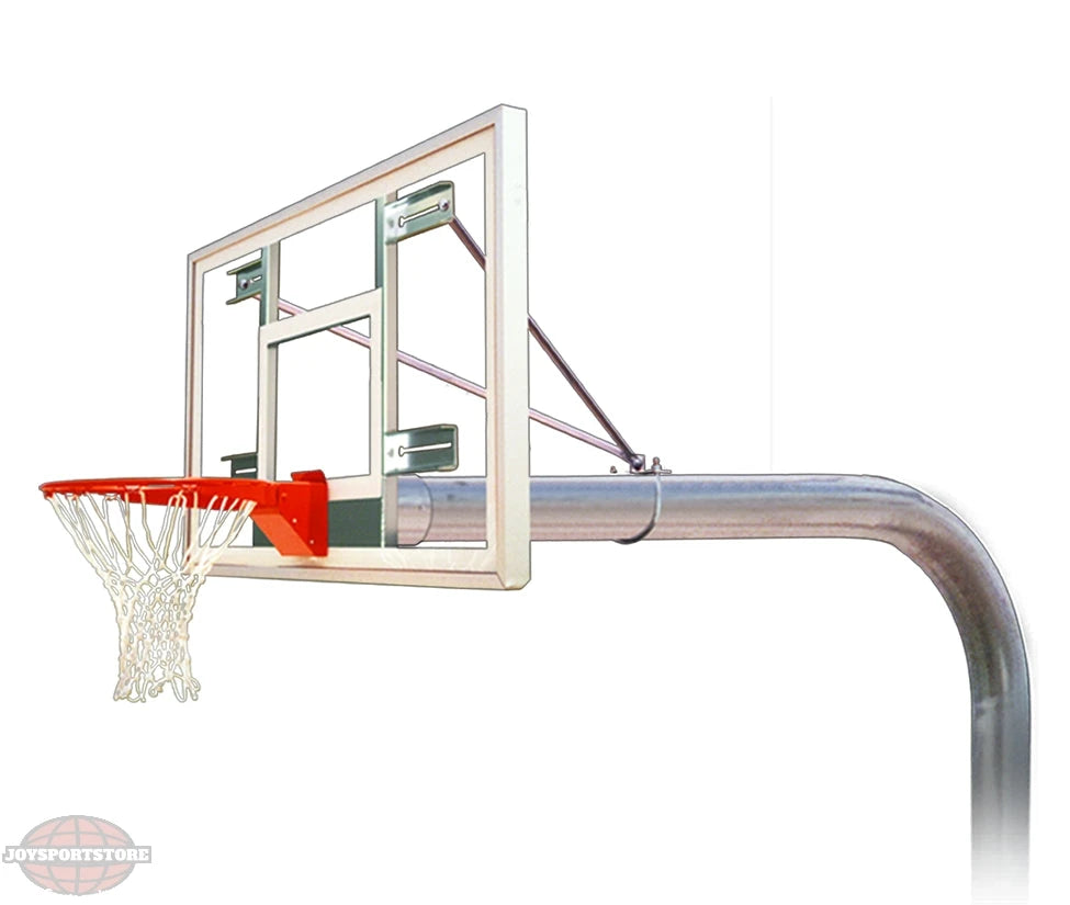 FIRST TEAM In Ground Basketball Hoop with clear backboard and metal pole for outdoor play