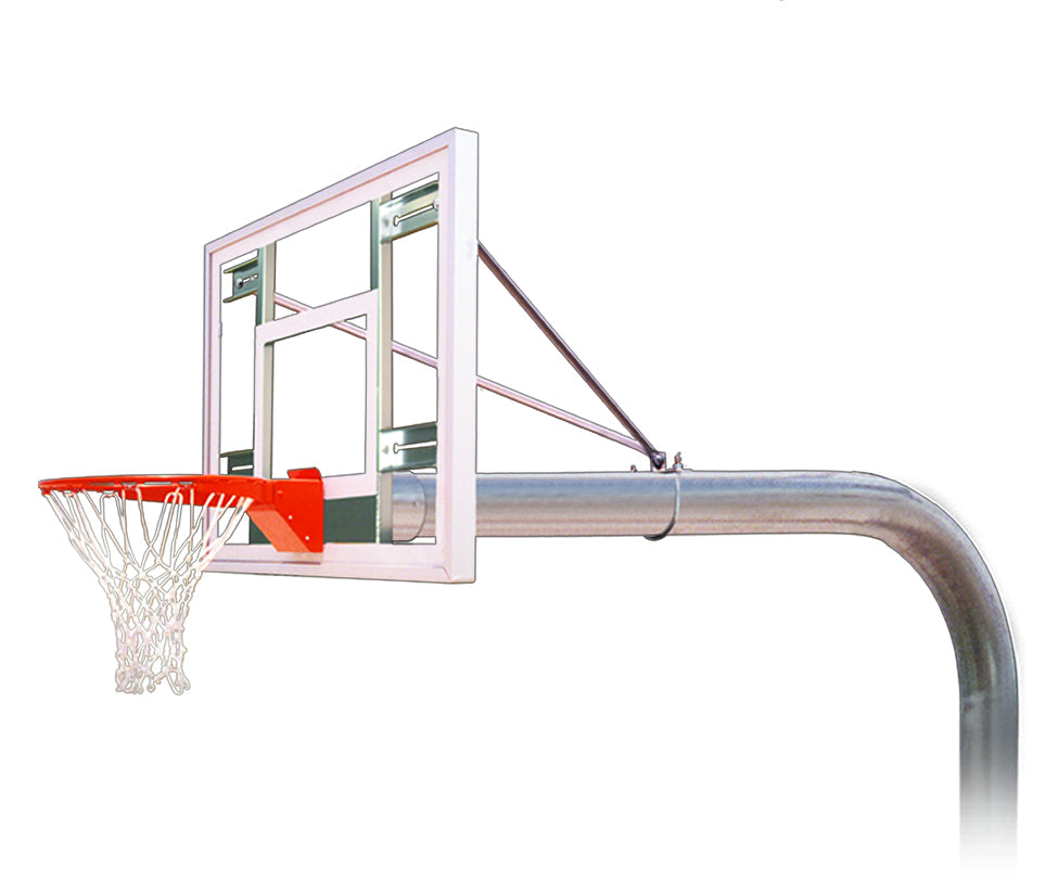 FIRST TEAM In Ground Basketball Hoop with clear backboard and sturdy metal pole for outdoor use