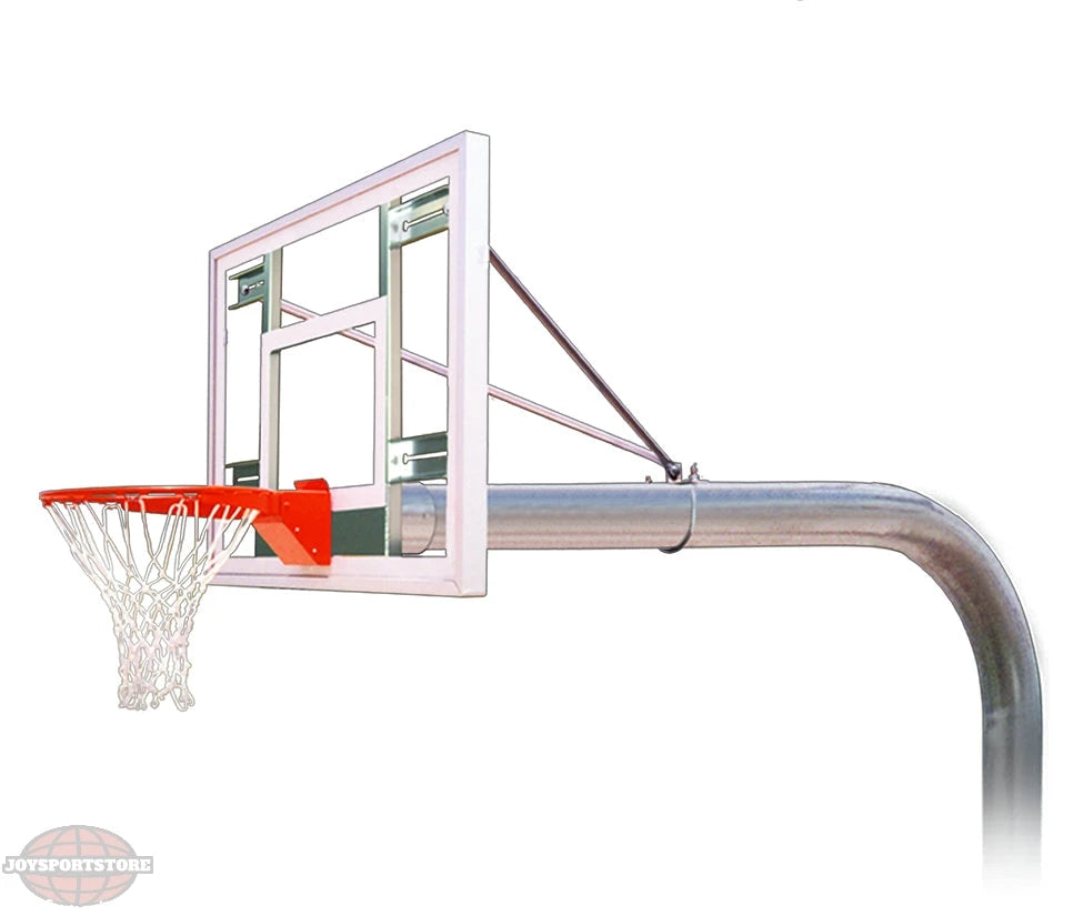 FIRST TEAM In Ground Basketball Hoop with clear backboard and sturdy metal pole for outdoor use