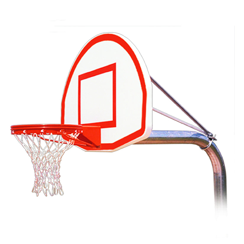 FIRST TEAM In Ground Basketball Hoop with red and white backboard and white net