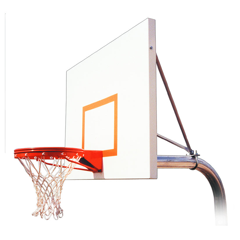 FIRST TEAM In Ground Basketball Hoop with white backboard and orange rim for outdoor play