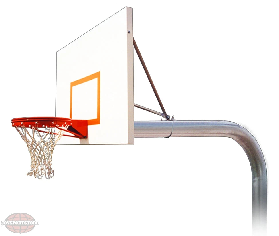 FIRST TEAM In Ground Basketball Hoop with white backboard and orange rim on a metal pole