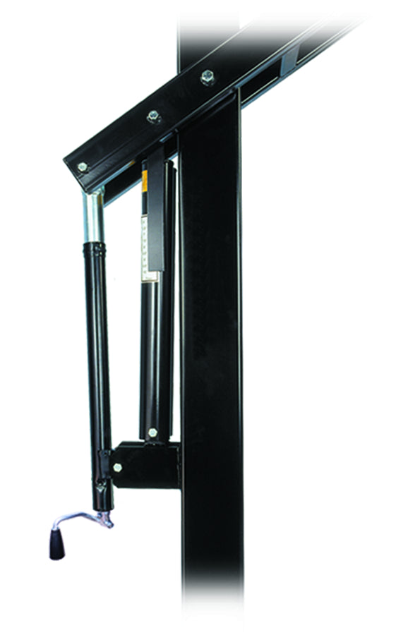 Close-up view of FIRST TEAM in ground basketball hoop adjustable height mechanism in black