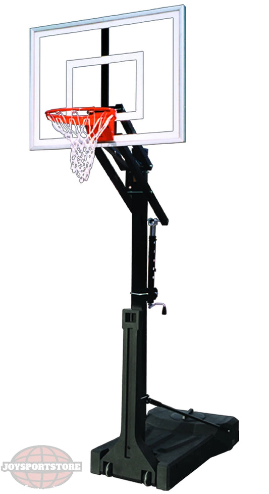FIRST TEAM portable basketball hoop with clear backboard and adjustable black stand