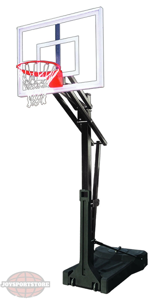 FIRST TEAM portable basketball hoop with clear backboard and adjustable black base