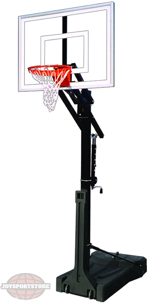 FIRST TEAM portable basketball hoop with adjustable height and clear backboard for outdoor play