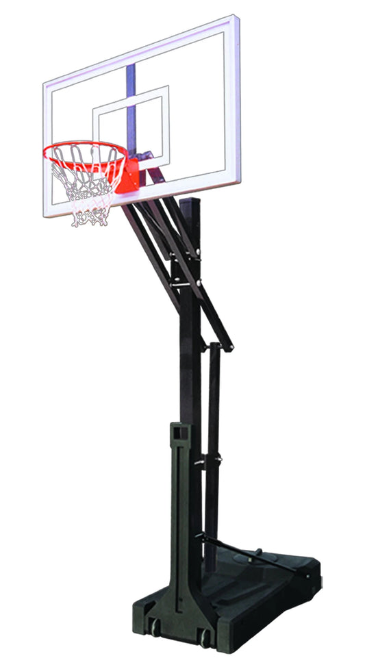 FIRST TEAM Portable Basketball Hoop with adjustable clear backboard and sturdy base