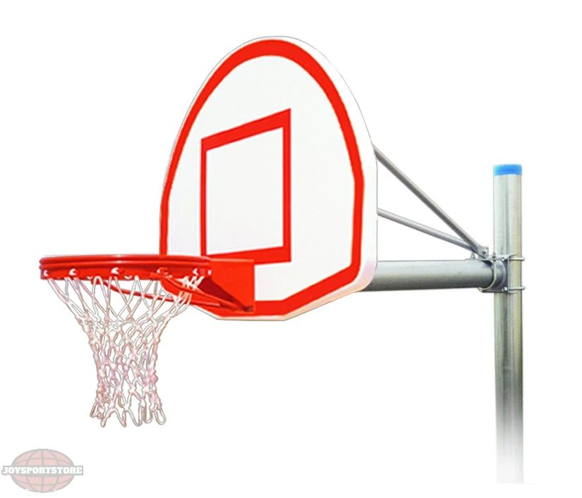FIRST TEAM In Ground Basketball Hoop with red rim and white backboard mounted on metal pole