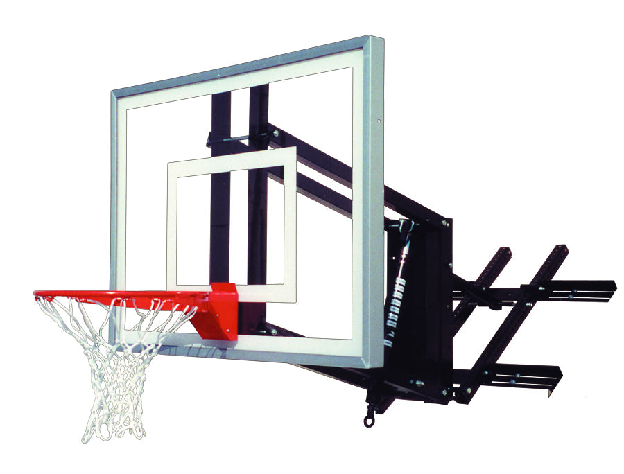 FIRST TEAM Wall Mount Basketball Hoop with clear backboard and red rim for indoor or outdoor use