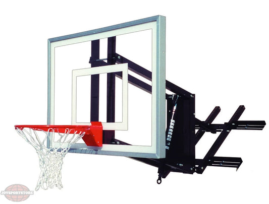 FIRST TEAM Wall Mount Basketball Hoop with clear backboard and red rim for indoor or outdoor use