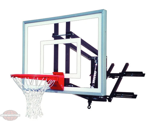 FIRST TEAM wall mount basketball hoop with clear backboard and red rim for indoor or outdoor use