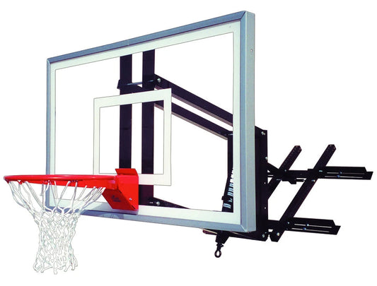 FIRST TEAM Wall Mount Basketball Hoop with clear backboard and red rim for home or gym use