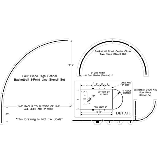 Newstripe High School Basketball Complete Court Stencil Set Newstripe