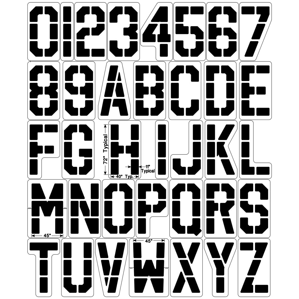 Newstripe Block Individual Letter Stencil 72″ Newstripe