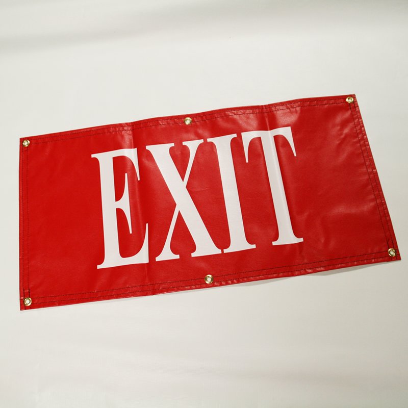 Douglas Vinyl Exit Sign, Red with White Letters Douglas