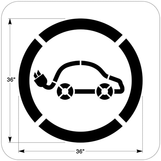 Newstripe Electric Vehicle (EV) Charging/Parking Stencil Circle Border 36″ Newstripe