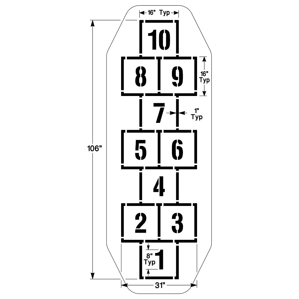 Newstripe Traditional Hopscotch Playground Stencil Newstripe