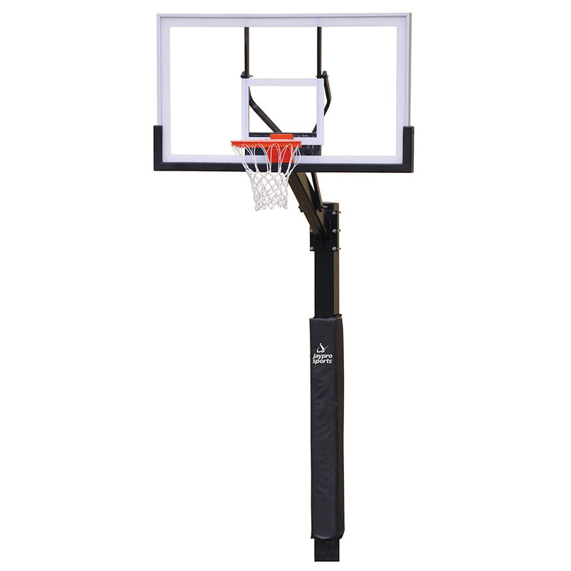 Jaypro Basketball System - The Church Yard - (4 in. Sq. Pole with 40 in.  in.Play Safe in. Area) - 48 in. Acrylic Backboard, Flex Goal, and Edge/Protector Padding Jaypro