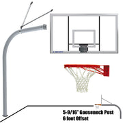 Jaypro Basketball System - Gooseneck (5-9/16 in. Pole with 6 ft. Offset) - 72 in. Acrylic Backboard - Double Rim Goal Jaypro