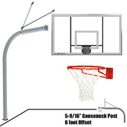 Jaypro Basketball System - Gooseneck (5-9/16 in. Pole with 6 ft. Offset) - 72 in. Acrylic Backboard - Super Goal Jaypro