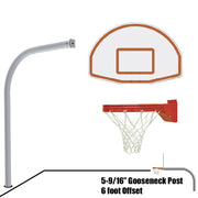 Jaypro Basketball System - Gooseneck (5-9/16 in. Pole with 6 ft. Offset) - 54 in. Aluminum Fan Backboard - Playground Breakaway Goal Jaypro