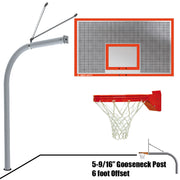 Jaypro Basketball System - Gooseneck (5-9/16 in. Pole with 6 ft. Offset) - 72 in. Perforated Steel Backboard - Playground Breakaway Goal Jaypro