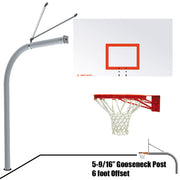Jaypro Basketball System - Gooseneck (5-9/16 in. Pole with 6 ft. Offset) - 72 in. Steel Backboard - Double Rim Goal Jaypro