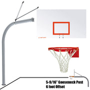 Jaypro Basketball System - Gooseneck (5-9/16 in. Pole with 6 ft. Offset) - 72 in. Steel Backboard - Flex Rim Goal Jaypro