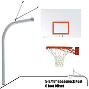 Jaypro Basketball System - Gooseneck (5-9/16 in. Pole with 6 ft. Offset) - 60 in. Steel Backboard - Double Rim Goal Jaypro