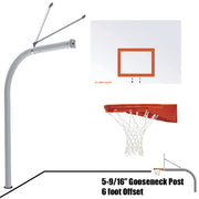 Jaypro Basketball System - Gooseneck (6 in. Pole with 6 ft. Offset) - 60 in. Steel Backboard - Playground Goal Jaypro