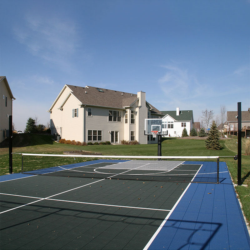 Douglas Aluminum Adjustable Net System on a backyard multi-sport court
