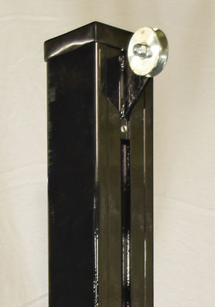 Top of the Douglas aluminum post with pulley bracket