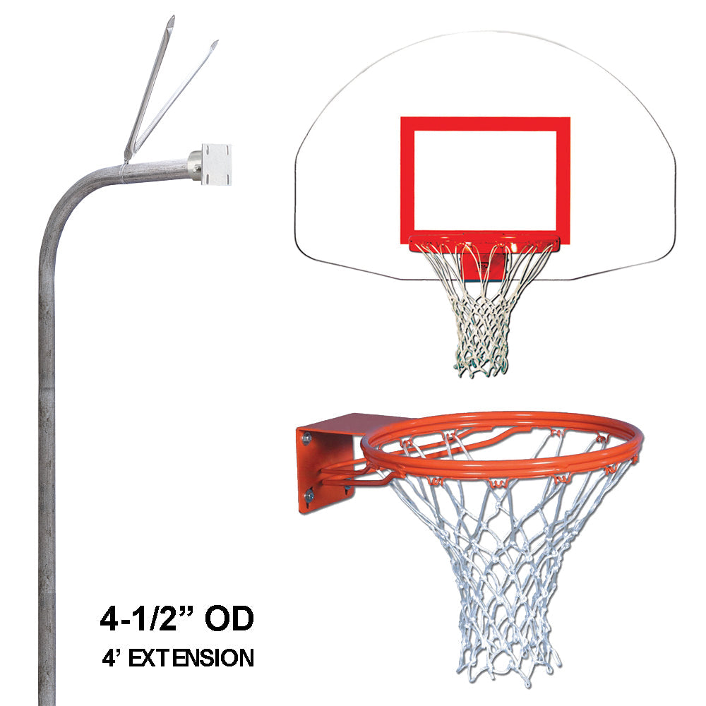 Douglas Gooseneck 4.5" FST Basketball System, Fan Shaped Steel Douglas