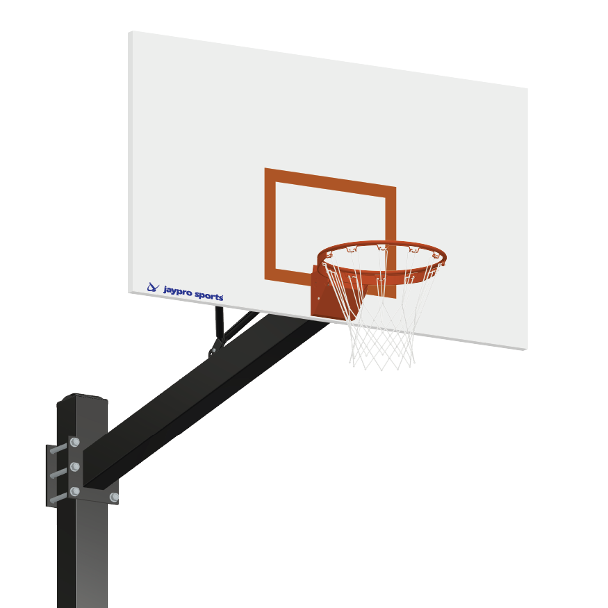 Jaypro Basketball System - Titan   (Powder Coated) Black (6 in. x 6 in. Pole with 6 ft. Offset) - 72 in. Steel Backboard - Flex Rim Goal Jaypro