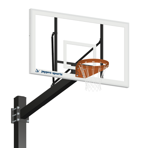 Jaypro Basketball System - Titan   (Powder Coated) Black (6 in. x 6 in. Pole with 6 ft. Offset) - 72 in. Acrylic Backboard - Flex Rim Goal (Surface Mount) Jaypro