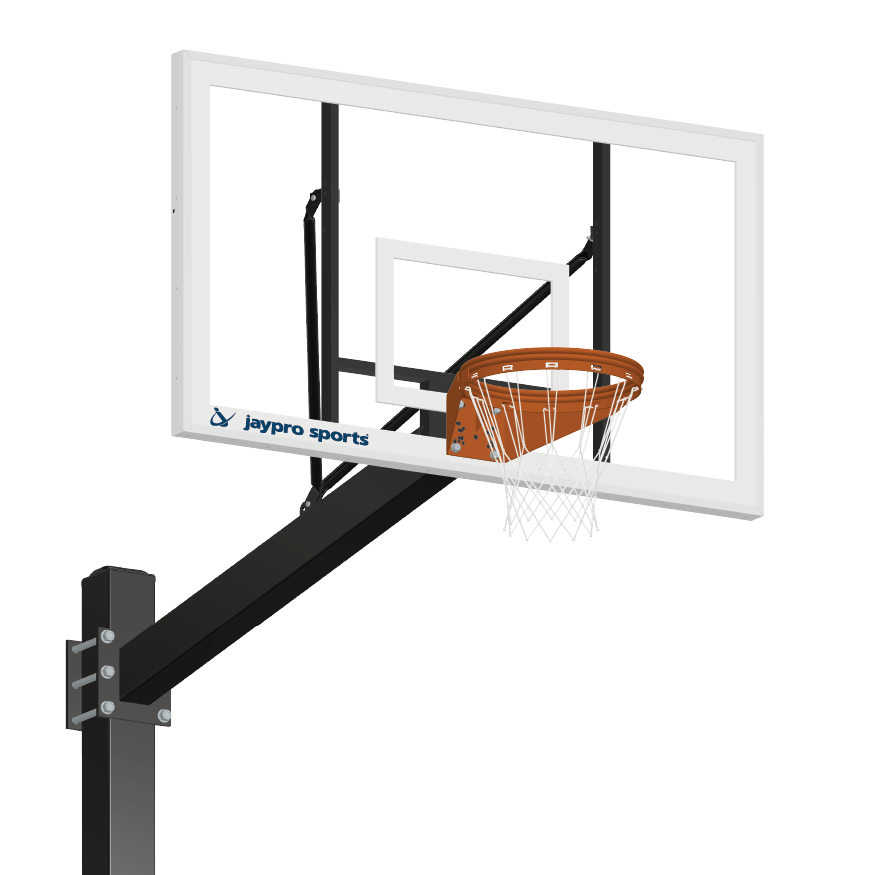 Jaypro Basketball System - Titan   (Powder Coated) Black (6 in. x 6 in. Pole with 6 ft. Offset) - 72 in. Acrylic Backboard - Playground Goal (Surface Mount) Jaypro
