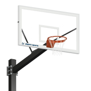 Jaypro Basketball System - Titan   (Powder Coated) Black (6 in. x 6 in. Pole with 6 ft. Offset) - 72 in. Glass Backboard - Flex Rim Goal Jaypro
