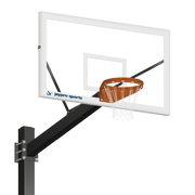 Jaypro Basketball System - Titan   (Powder Coated) Black (6 in. x 6 in. Pole with 6 ft. Offset) - 72 in. Glass Backboard - Playground  Breakaway Goal  (Surface Mount) Jaypro