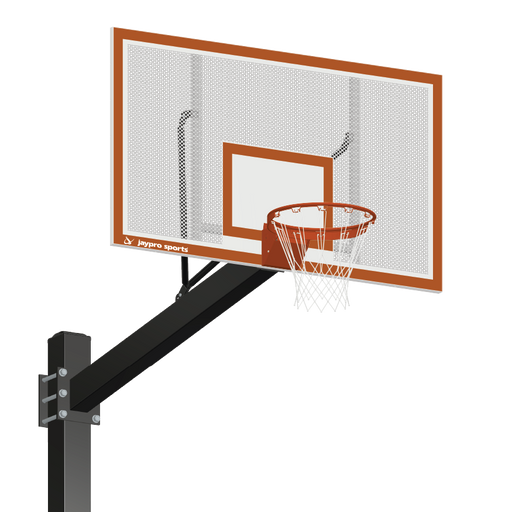 Jaypro Basketball System - Titan   (Powder Coated) Black (6 in. x 6 in. Pole with 6 ft. Offset) - 72 in. Perforated Steel Backboard - Flex Rim Goal (Surface Mount) Jaypro