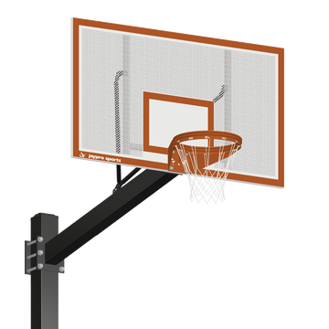 Jaypro Basketball System - Titan (Powder Coated) Black (6" x 6" Pole with 6' Offset) - 72" Perforated Steel Backboard - Playground Goal