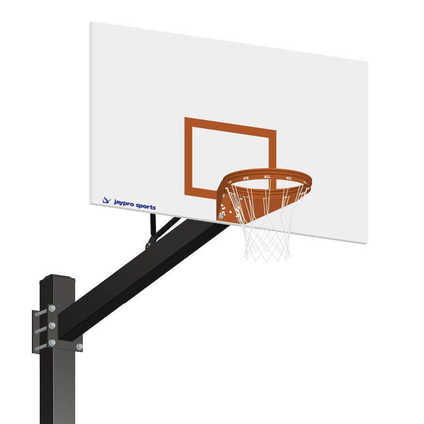Jaypro Basketball System - Titan   (Powder Coated) Black (6 in. x 6 in. Pole with 6 ft. Offset) - 72 in. Steel Backboard - Playground Goal Jaypro