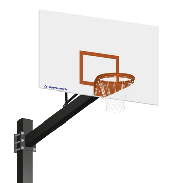 Jaypro Basketball System - Titan (Powder Coated) Black (6" x 6" Pole with 6' Offset) - 72" Steel Backboard - Playground Goal
