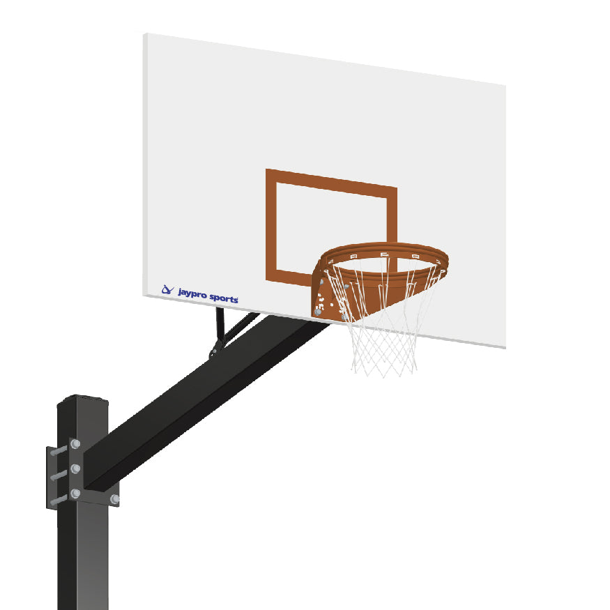 Jaypro Basketball System - Titan   (Powder Coated) Black (6 in. x 6 in. Pole with 6 ft. Offset) - 60 in. Steel Backboard - Playground Goal (Surface Mount) Jaypro