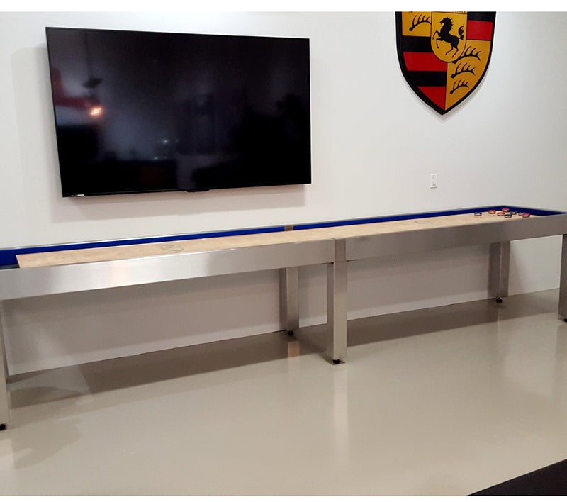 Hudson 16' Brushed Stainless Steel Shuffleboard Table