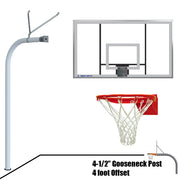 Jaypro Basketball System - Gooseneck (4-1/2 in. Pole with 4 ft. Offset) - 72 in. Acrylic  Board - Flex Rim Goal Jaypro