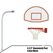 Jaypro Basketball System - Gooseneck (4-1/2 in. Pole with 4 ft. Offset) - 54 in. Aluminum Fan Board - Double Rim Goal Jaypro